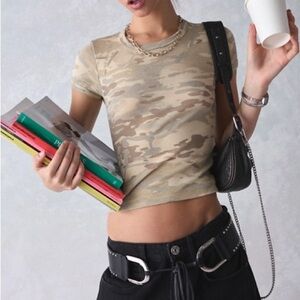 Urban Outfitters Beige Camo Crop Top